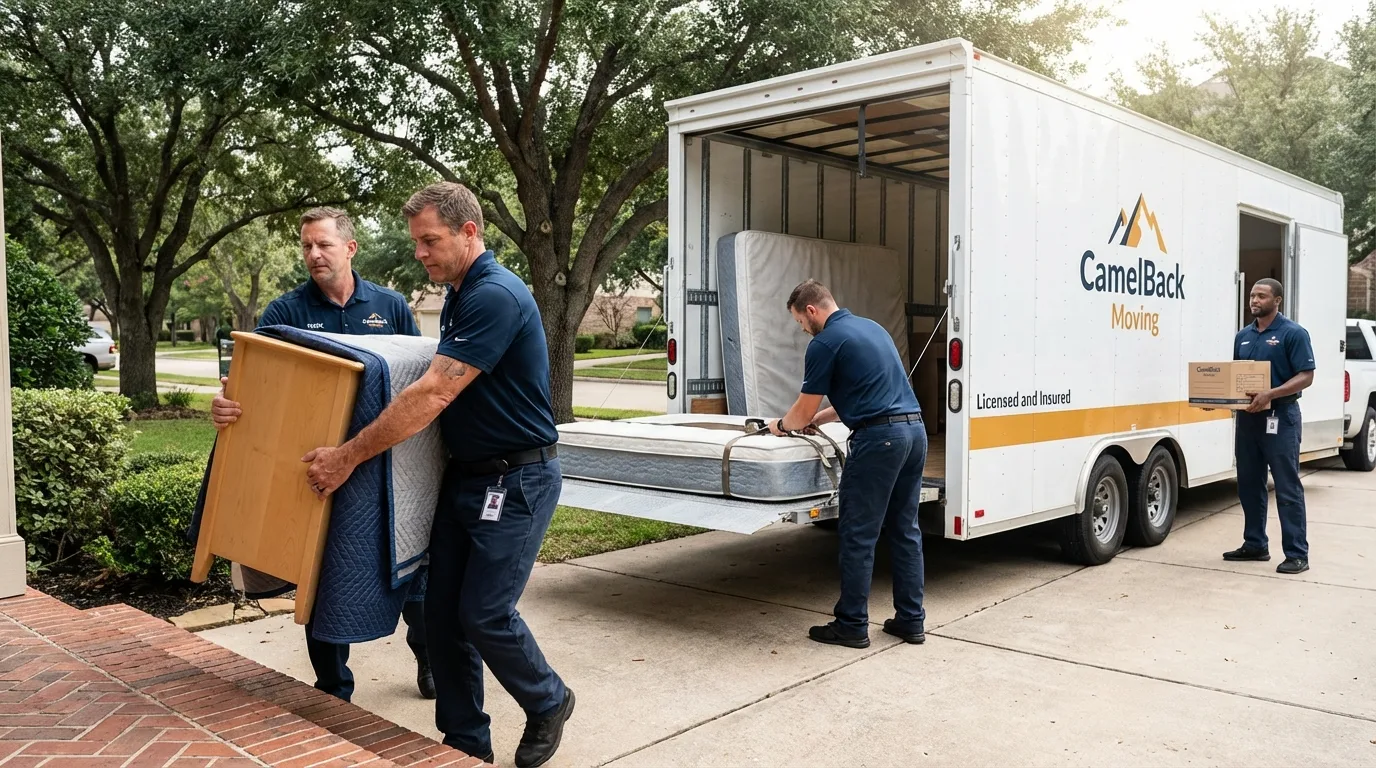 Crew loading residential truck for cross-state move from Lancaster, SC